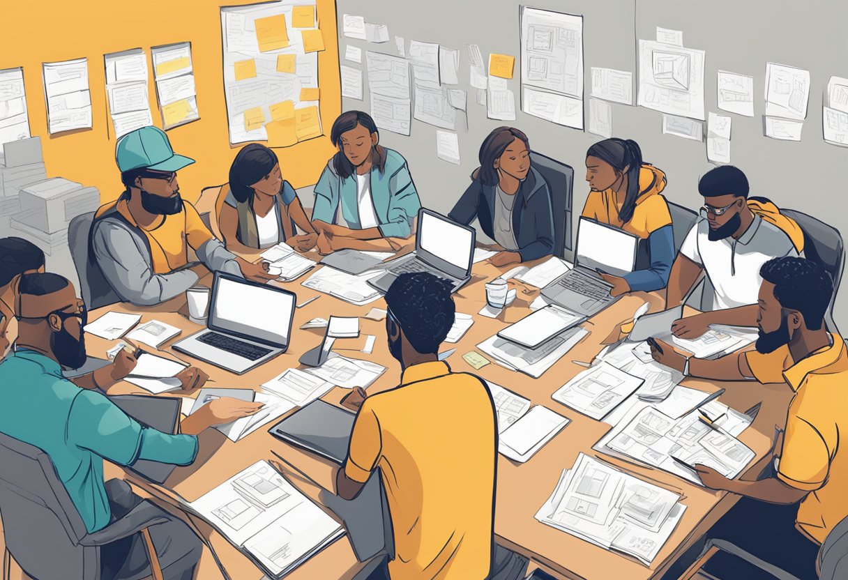 Idea Speedmapping: Rapidly Exploring Solution Territories Through Collaborative Workshops Speedmapping LearningMole Participants gather around a table with pens, paper, and laptops. Post-it notes cover the walls as they brainstorm and sketch out ideas for the speedmapping session