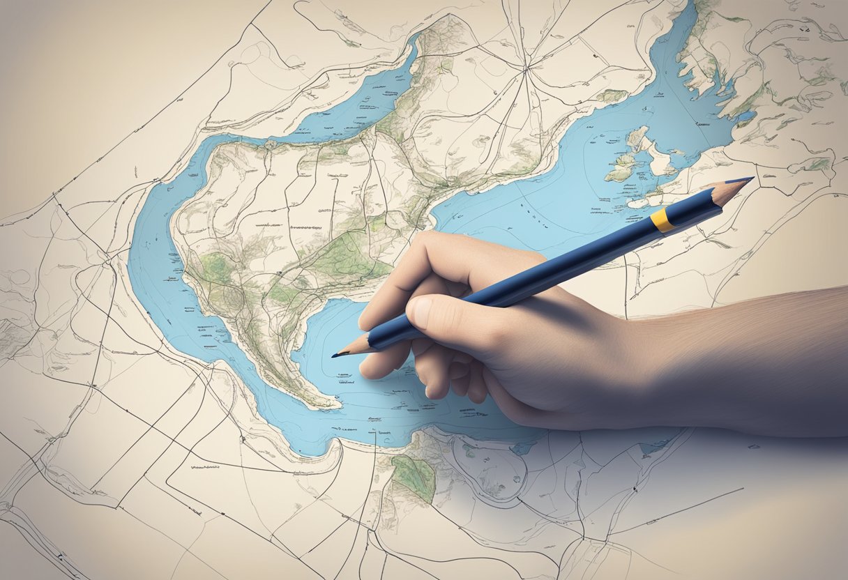 Idea Speedmapping: Rapidly Exploring Solution Territories Through Collaborative Workshops Speedmapping LearningMole A hand holding a pencil swiftly sketching a map with various solution pathways branching out