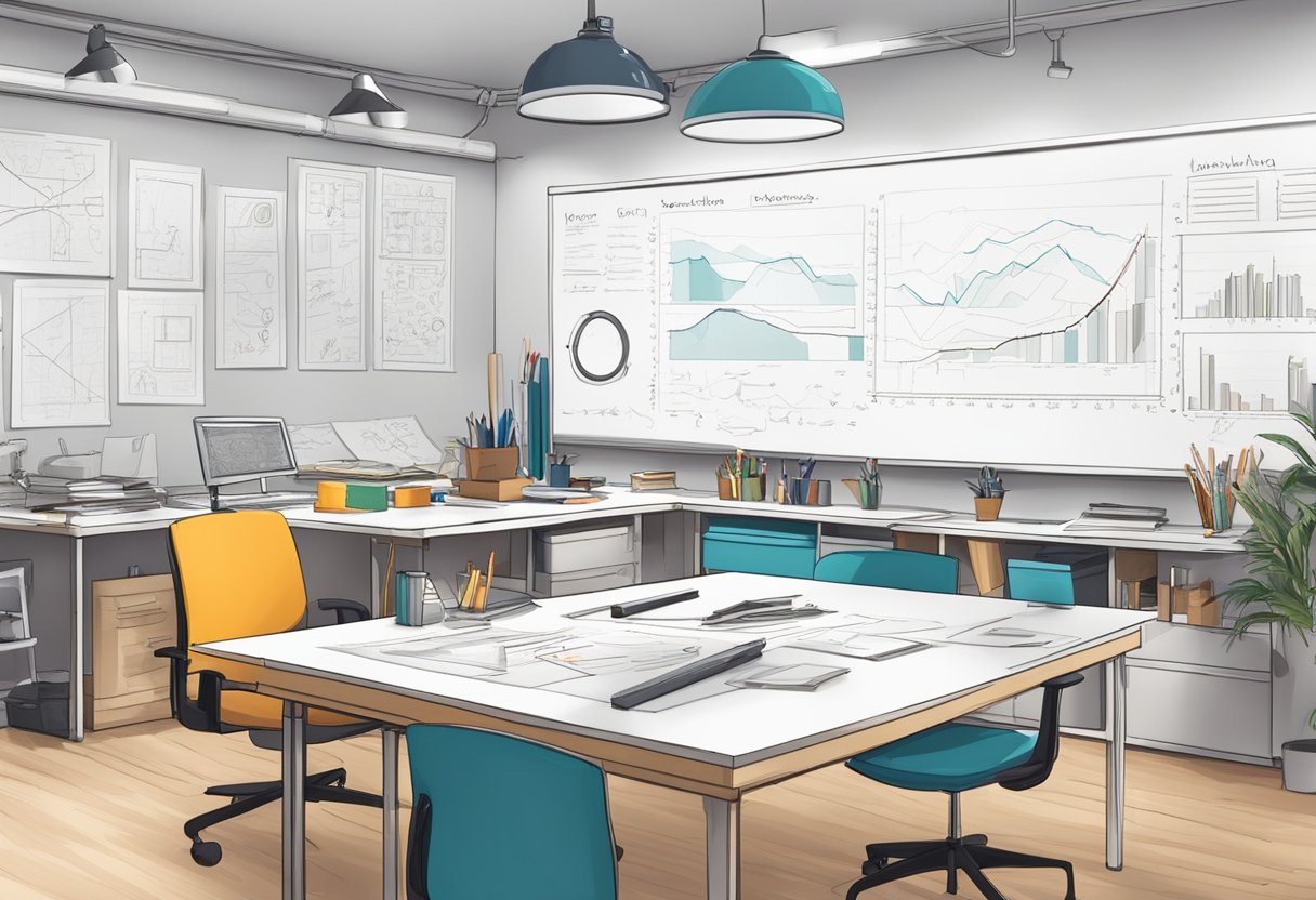 The Creativity Lab: A Practical Guide to Diverse Problem-Solving Methods Creativity, Problem Solving, creative LearningMole Various tools and materials scattered on a large worktable. Charts, diagrams, and sketches pinned to the walls. A whiteboard filled with brainstorming ideas