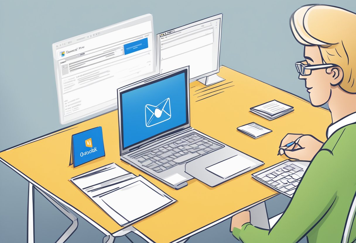 A computer screen with the Outlook email application open, showing the process of setting up a signature, with the text "Why does my email signature keep disappearing" typed in the signature field