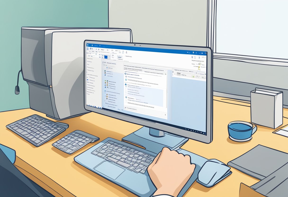 A computer screen showing the Microsoft Outlook interface with a cursor attempting to copy and paste text into an email, but the action is not working