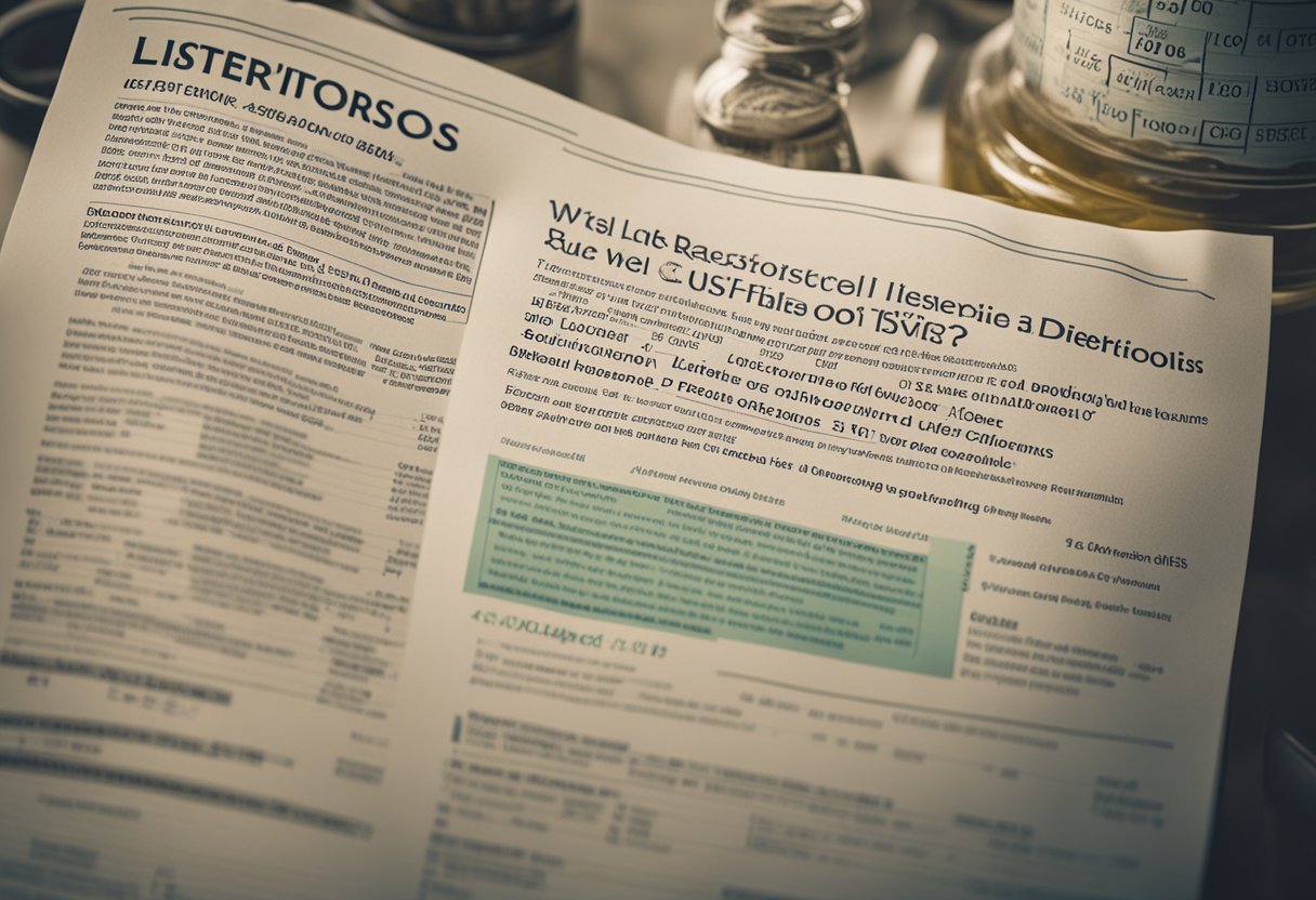 A bacteria-infected food item sits on a kitchen counter, surrounded by a list of common questions about listeriosis