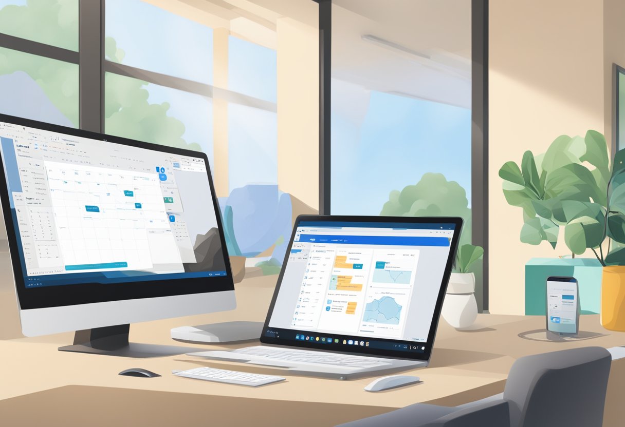 A computer screen with the Outlook app open, a calendar view showing a scheduled Zoom meeting, and a cursor clicking on the "Send" button to send the Zoom invite