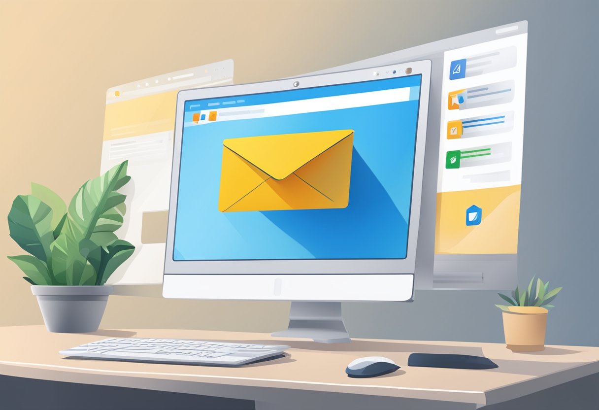 A computer screen displaying the Outlook interface with an email being pinned to the top of the inbox