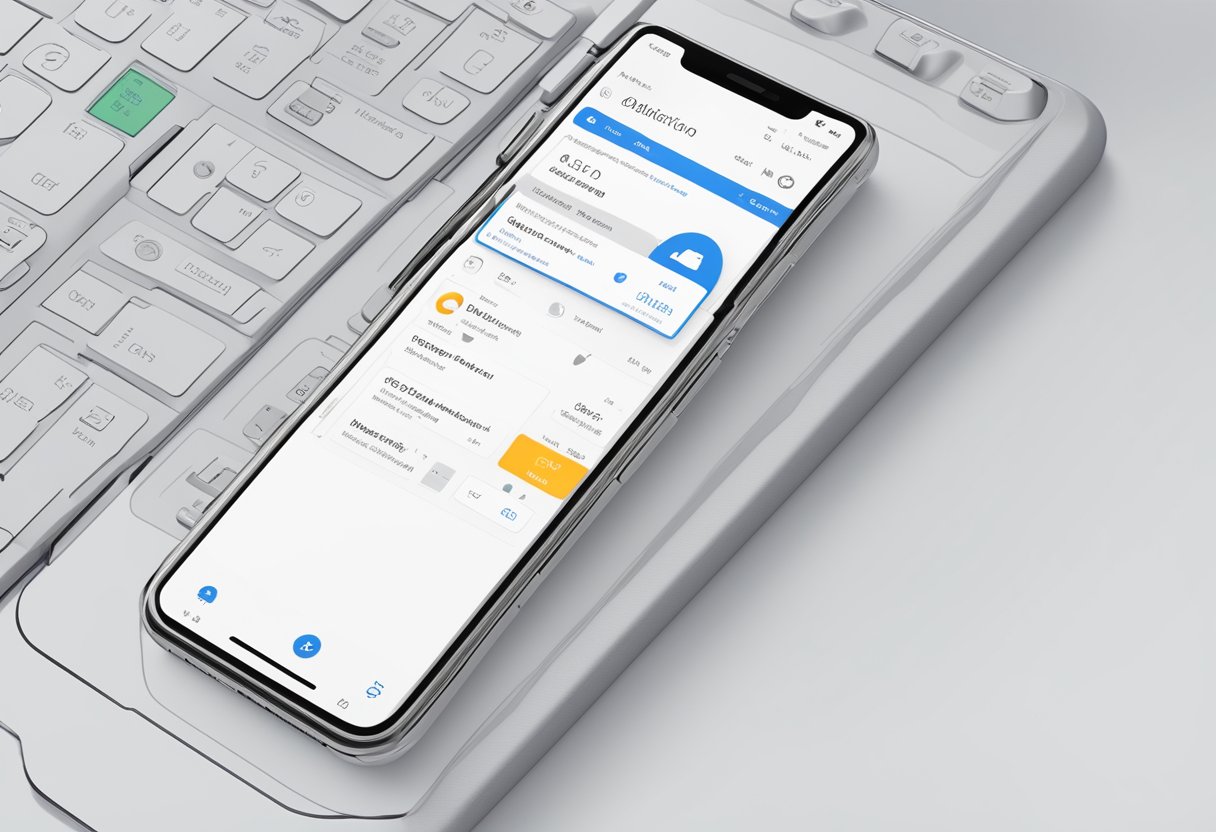 A phone with Outlook app open, showing notification settings menu