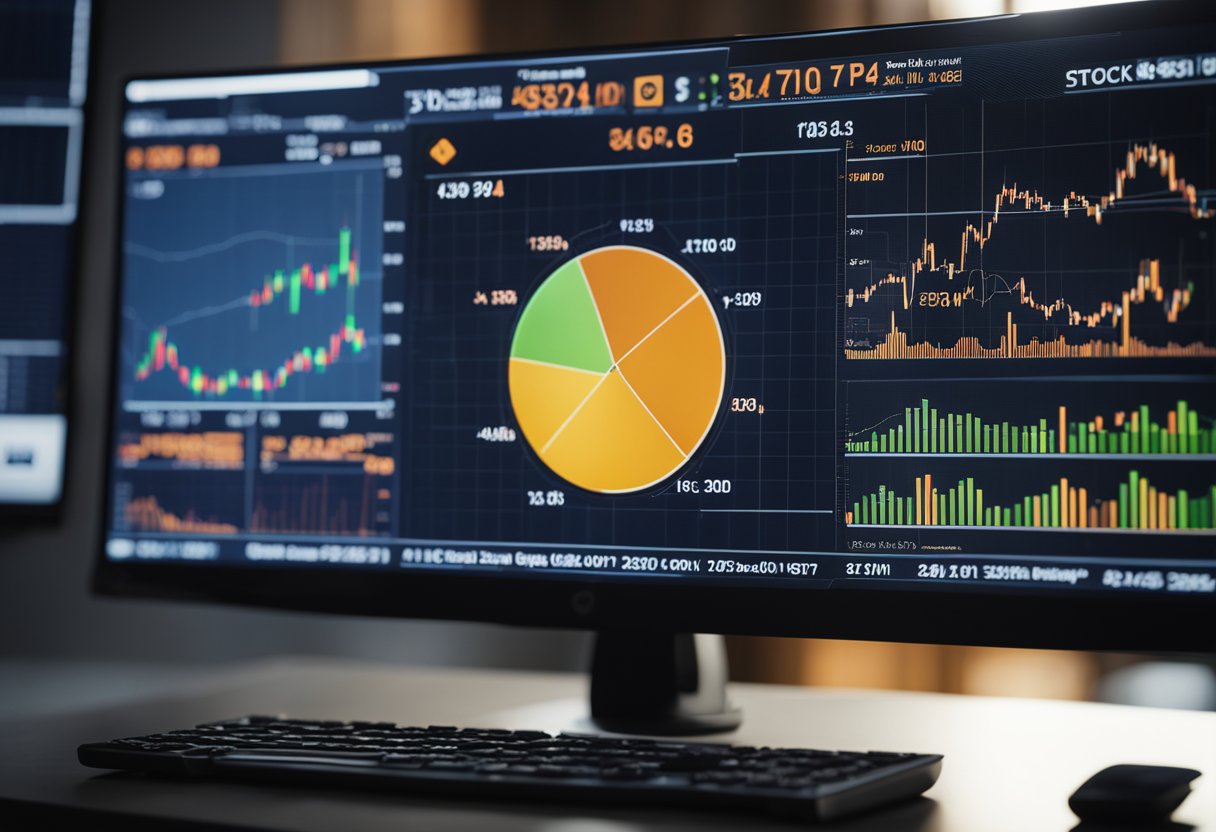 A computer screen shows digital currency trading charts. A graph trends upwards, indicating profits. A globe in the background symbolizes global reach