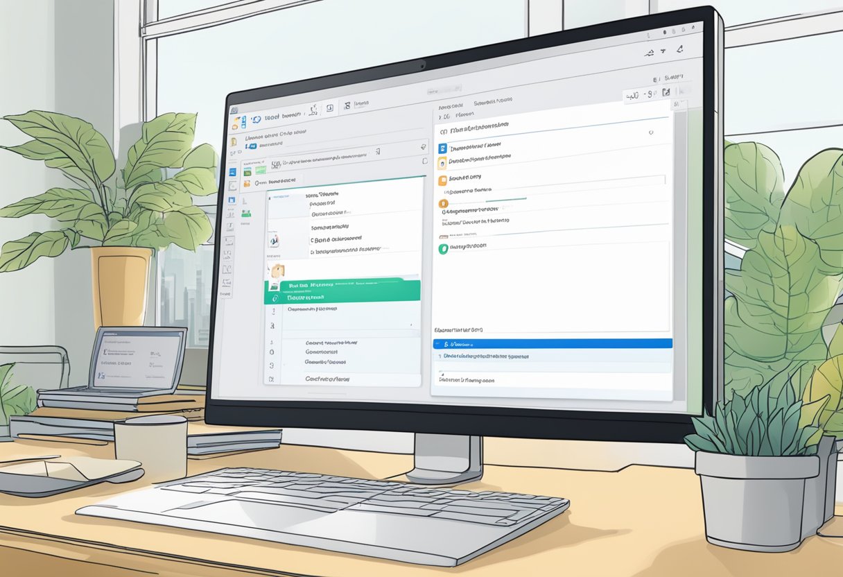 A computer screen displaying the Outlook calendar with a pop-up window showing the option to configure automatic meeting request acceptance