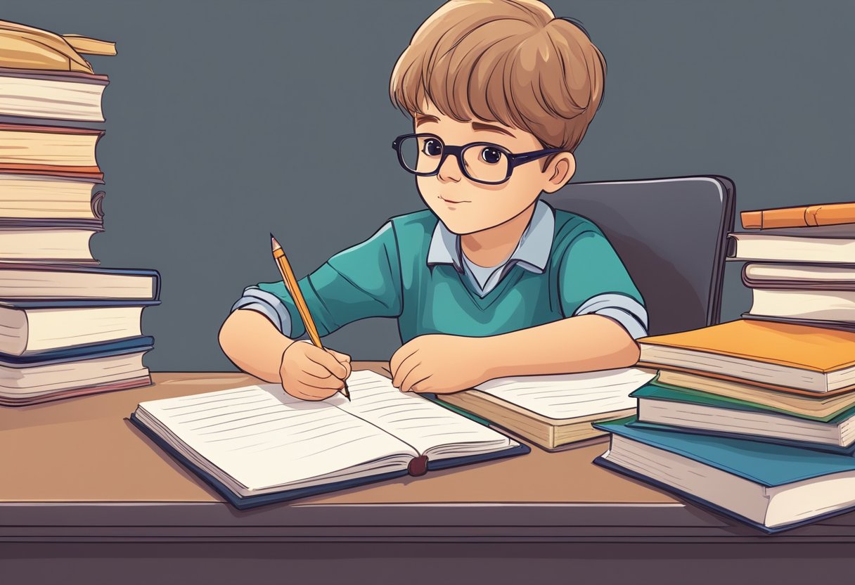 Helping Your Child Develop Effective Note-Taking Skills: A Step-by-Step Guide Note-taking LearningMole A child sitting at a desk, surrounded by textbooks and notebooks. They are writing down key points and organizing information in a structured manner