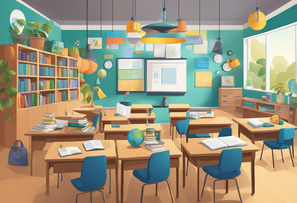 The Importance of Modeling Lifelong Learning Attitudes in Nurturing Continuous Growth Lifelong Learning LearningMole A classroom with diverse learning materials and resources, surrounded by symbols of curiosity and exploration, showcasing the importance of modeling lifelong learning attitudes