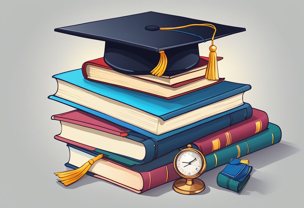 The Importance of Modeling Lifelong Learning Attitudes in Nurturing Continuous Growth Lifelong Learning LearningMole A stack of books and a graduation cap on a desk, surrounded by symbols of different fields of study, with a spotlight shining on them