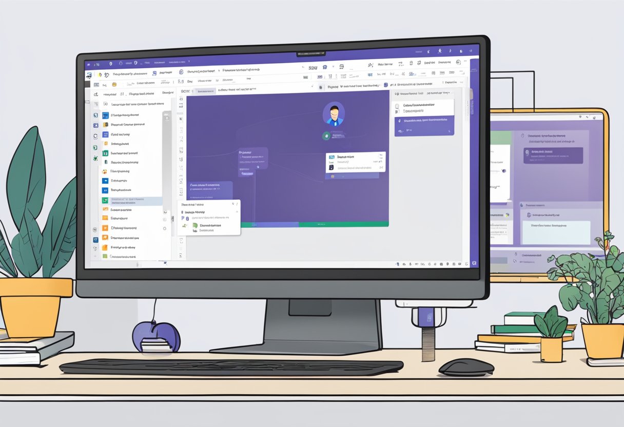 A computer screen displaying the process of setting up Microsoft Teams add-ins in Outlook