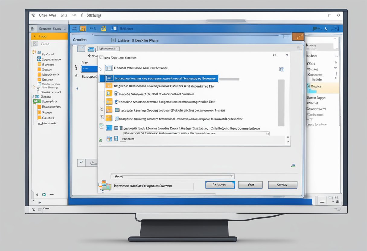A computer screen showing the Windows settings menu with the option to set the default browser for links in Outlook highlighted