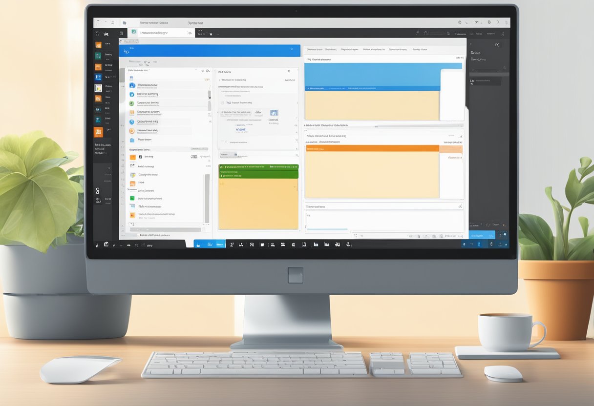 A computer screen with Outlook 365 open, showing the presence indicator. A cursor hovers over the status icon, ready to disable it