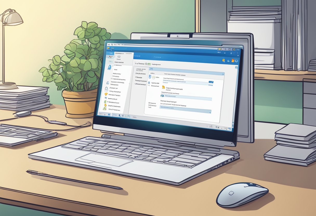A computer screen displaying the "New Outlook" update with a mouse cursor hovering over the settings menu to change to the new version