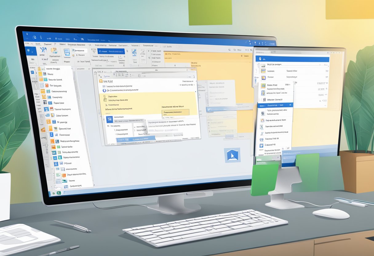 A computer screen displaying an open email with an attachment. A mouse cursor hovers over the "File" menu in Outlook, ready to zip and optimize the attachment for efficient sharing