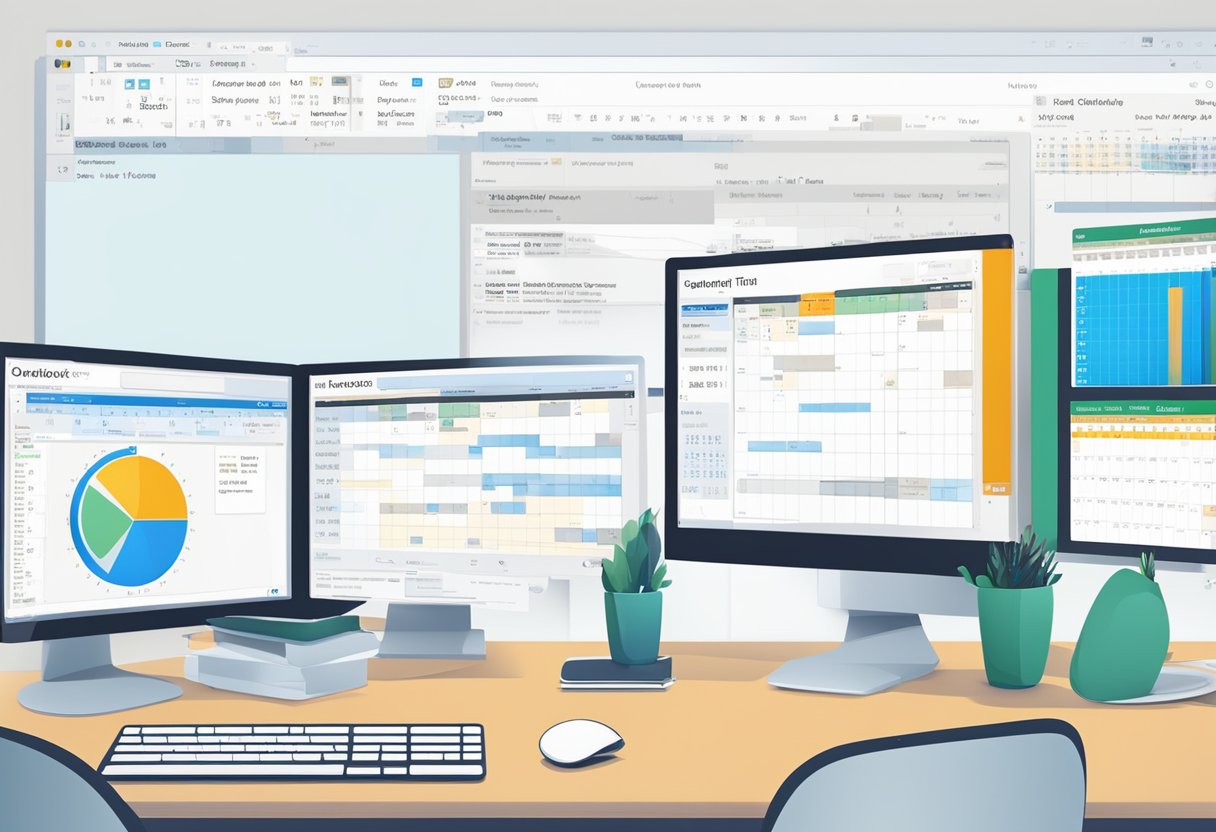 A computer screen displaying the Outlook Calendar with a quarterly meeting scheduled for a specific date and time