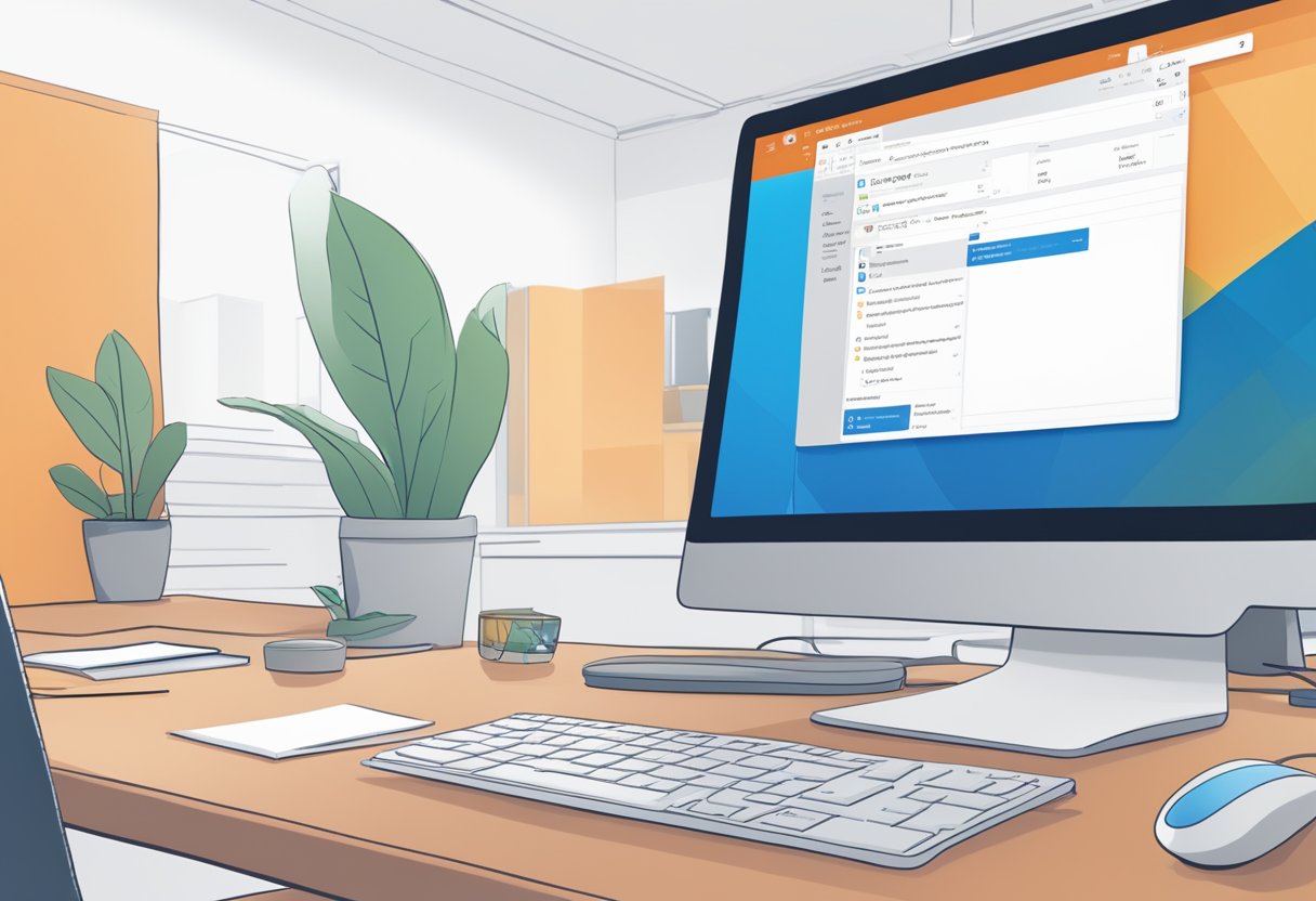 A computer screen shows Outlook settings with Hubspot integration. A mouse hovers over the option to remove Hubspot from Outlook