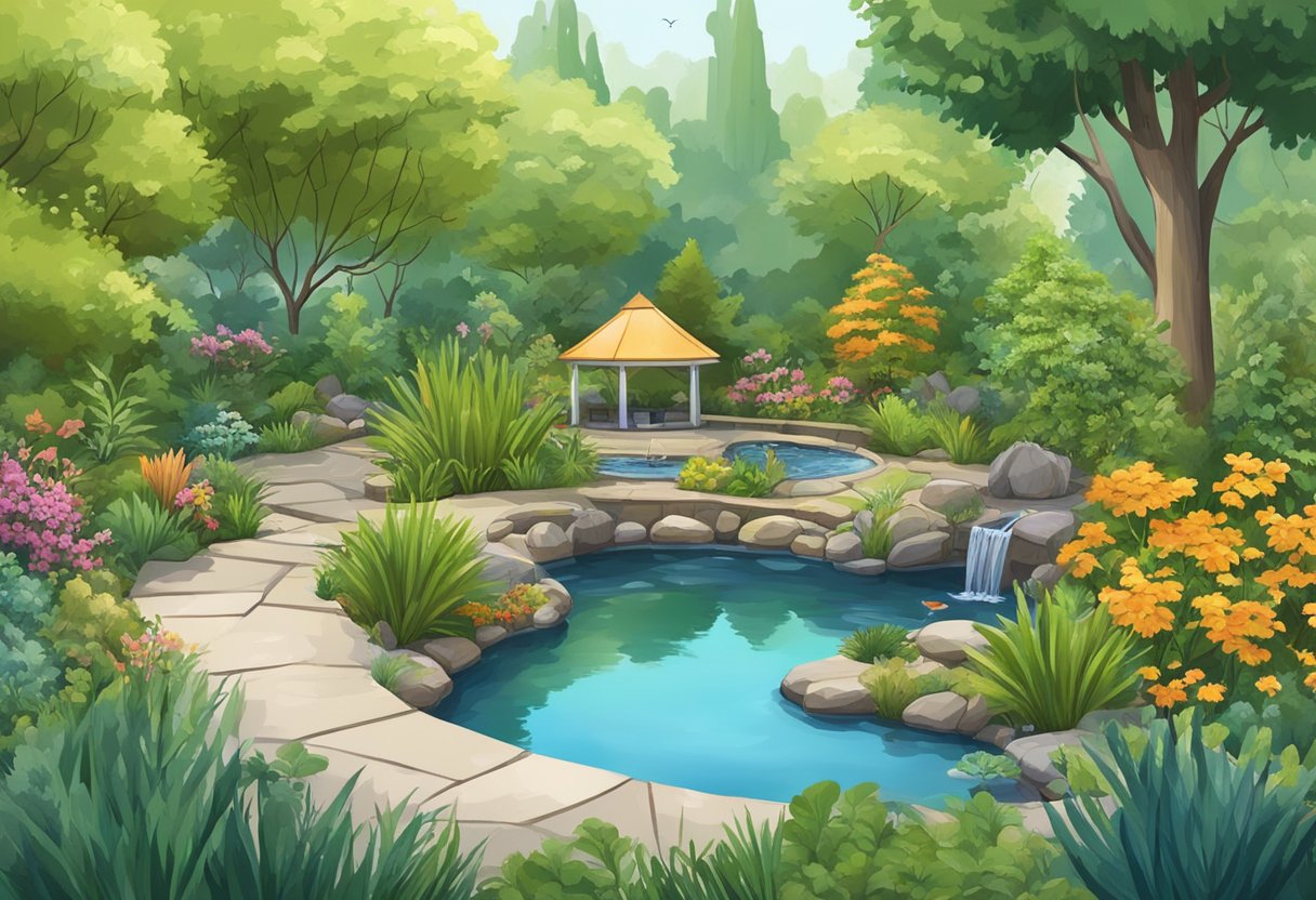 Backyard Ecology: A Guide to Unveiling the Wonders of Your Local Environment Ecology, Backyard Ecology, environment LearningMole A backyard with diverse plant life, a small pond, and bird feeders. Various insects and birds are present, with a mix of trees and shrubs