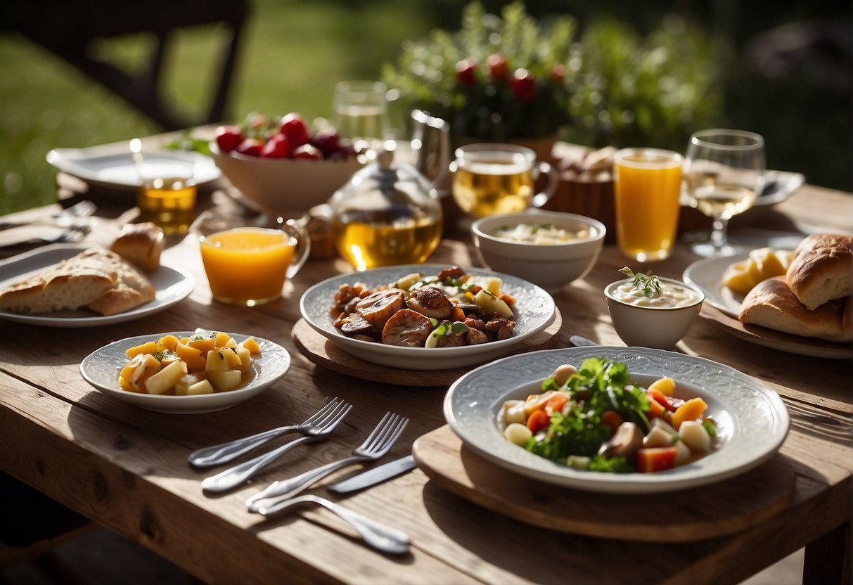 A table set with local culinary specialties from the holiday region Sonnenplateau Mieming & Tirol Mitte. The scene depicts sustainable tourism in the region