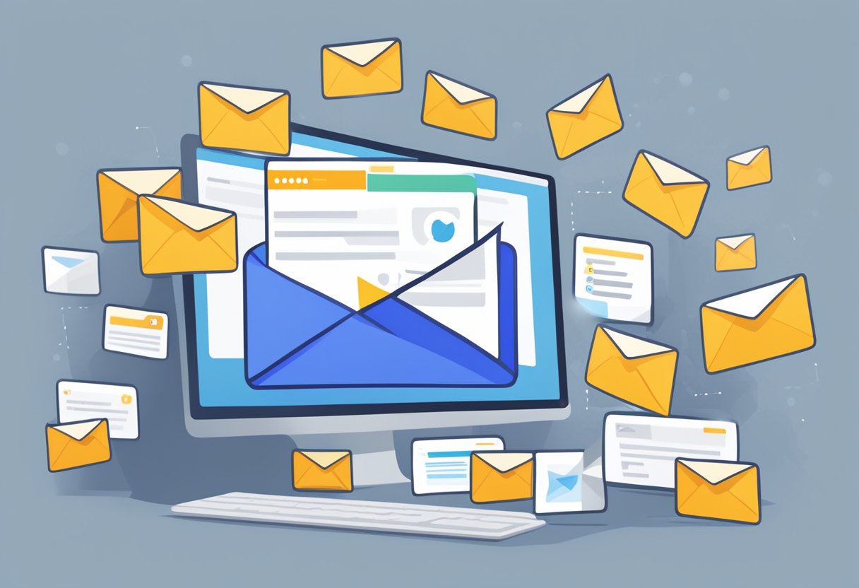 A computer screen displaying the Outlook inbox with a pinned email at the top, surrounded by other emails. The pin icon is highlighted