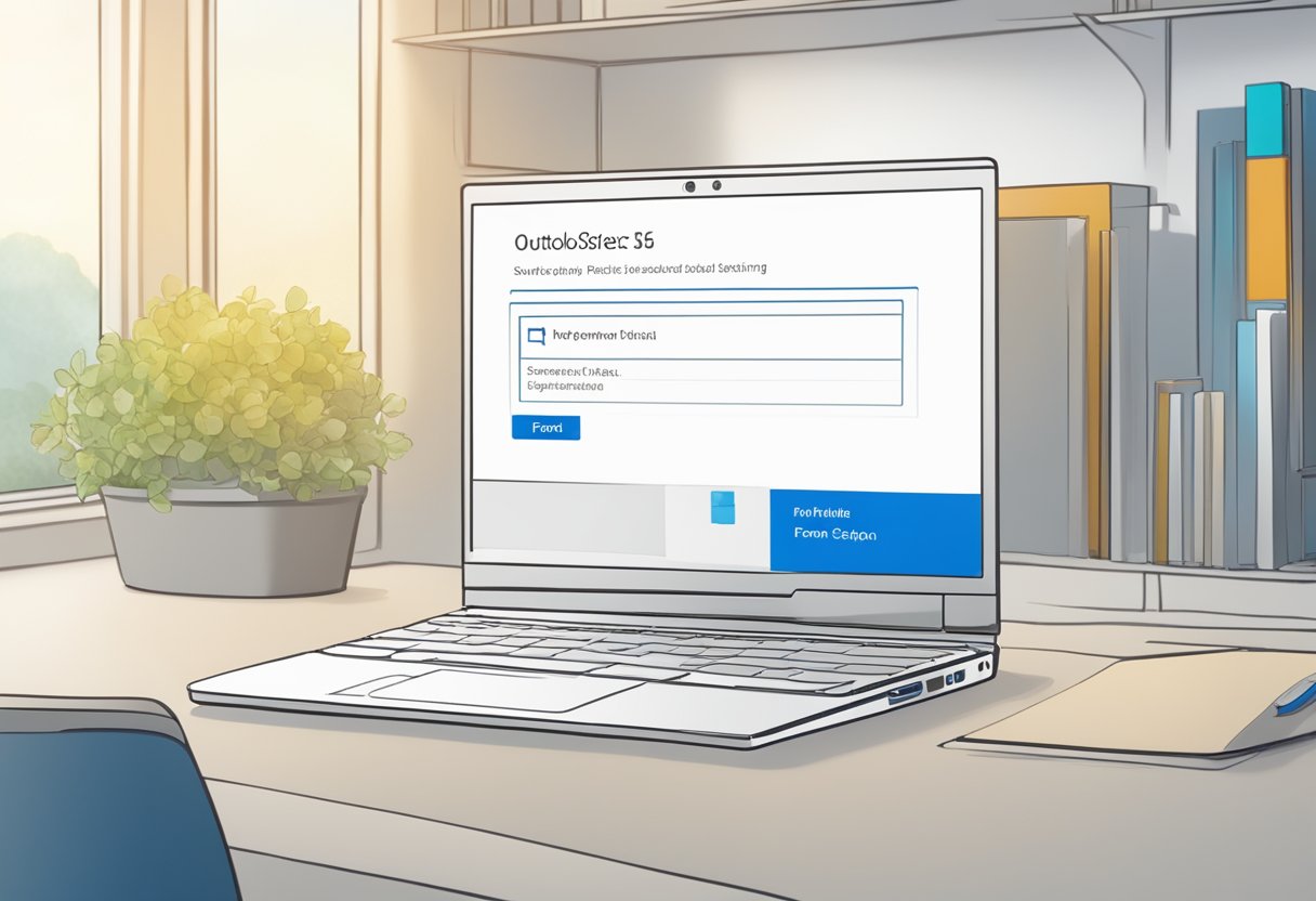 A computer screen displaying the Outlook 365 interface with a focus on the settings menu. The "From" field option is being selected and enabled