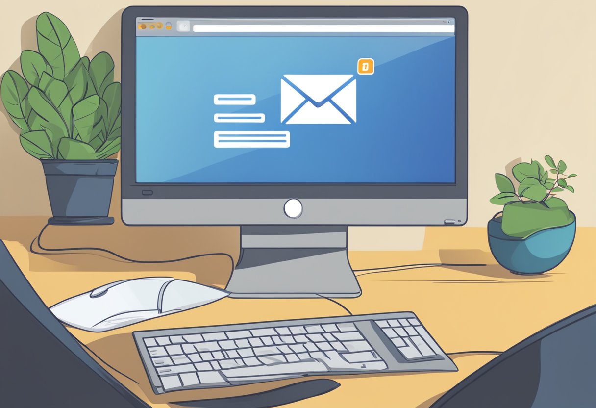 A computer screen displaying the Outlook email interface with a prompt to enable image display. A mouse cursor hovers over the prompt