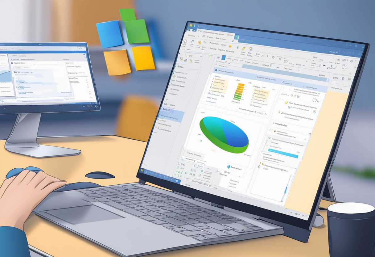 A computer screen with Outlook open, showing the signature settings. Mouse hovering over the "Sync signatures" button