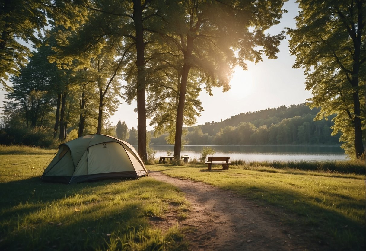A serene scene at Donaupark Camping Tulln, showcasing sustainable practices and environmental protection