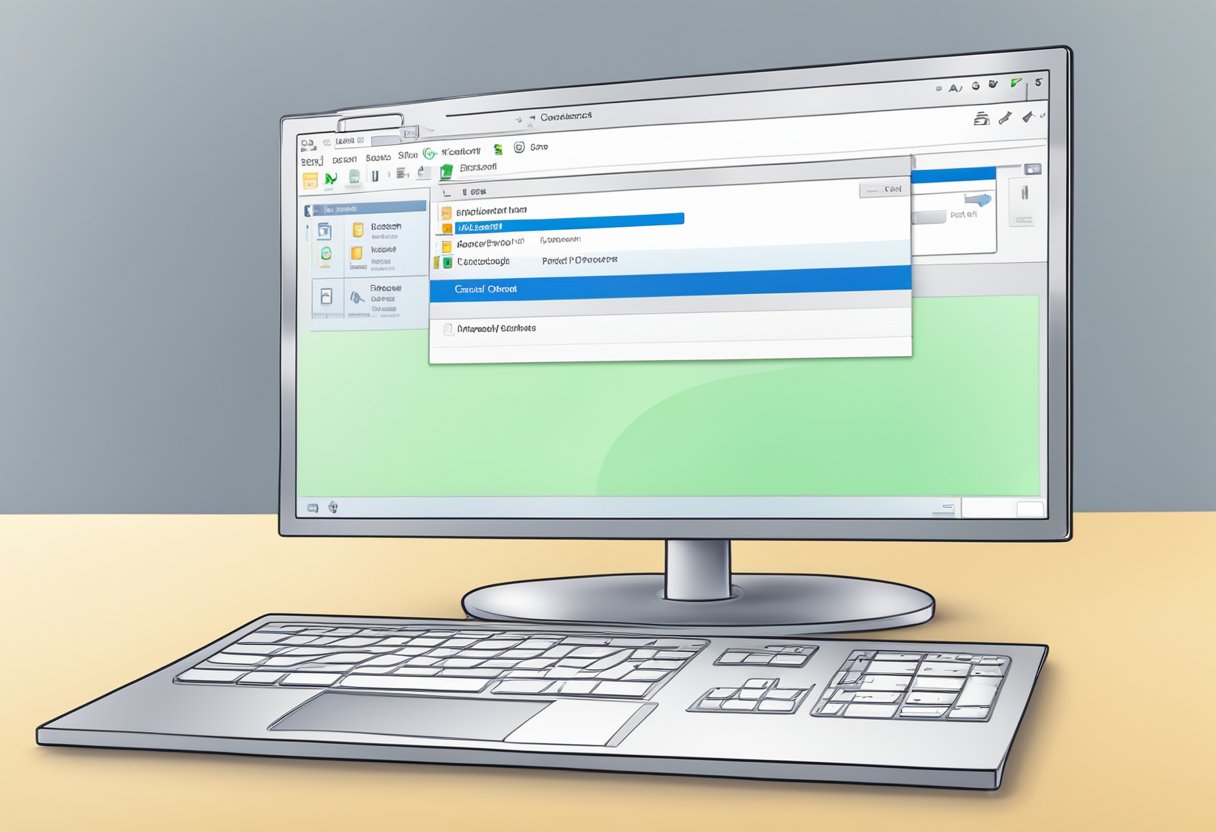 A computer screen displays the Outlook email interface, with a cursor hovering over the "Unsend" button. A window prompts the user to confirm the action