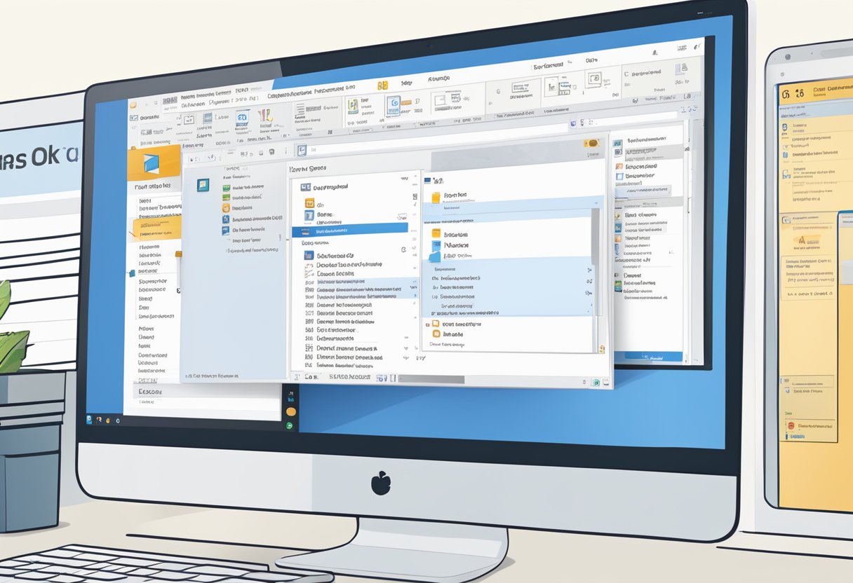 A computer screen displaying Outlook with a cursor navigating to the folder icon labeled "Inbox" to find a specific email