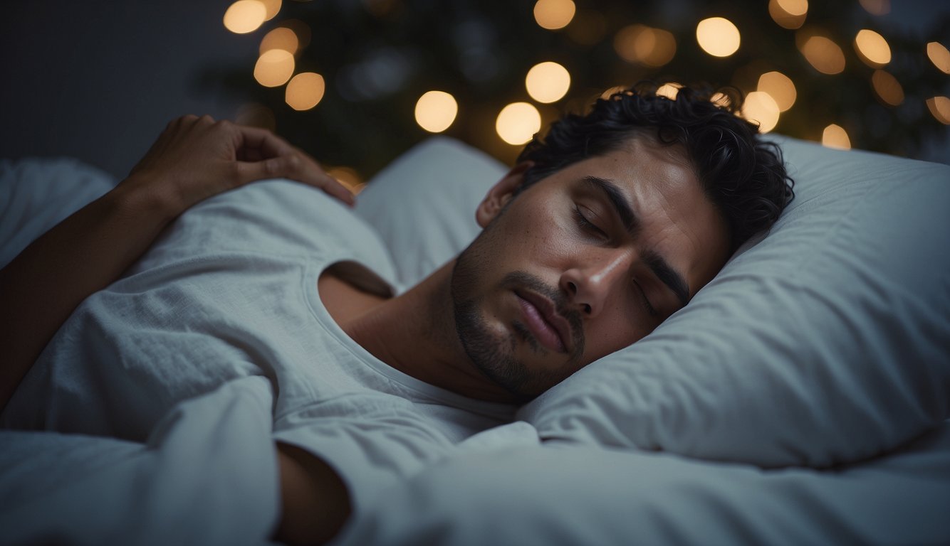 A person peacefully sleeping after using sleep drops, with a serene expression on their face
