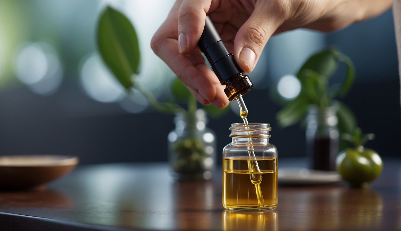 A dropper dispenses poke root tincture into a medical application