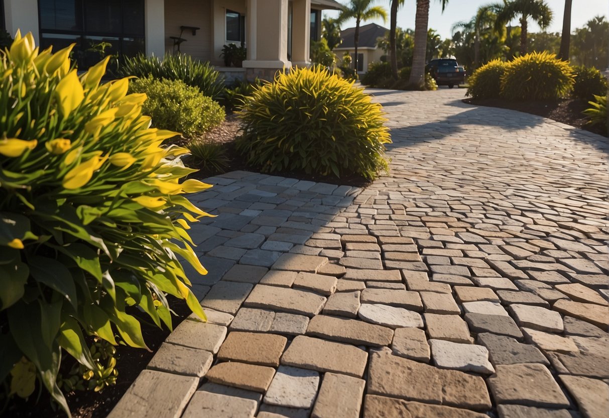 A paver project in Fort Myers showing cost-saving strategies: using recycled materials, efficient installation techniques, and proper maintenance for longevity