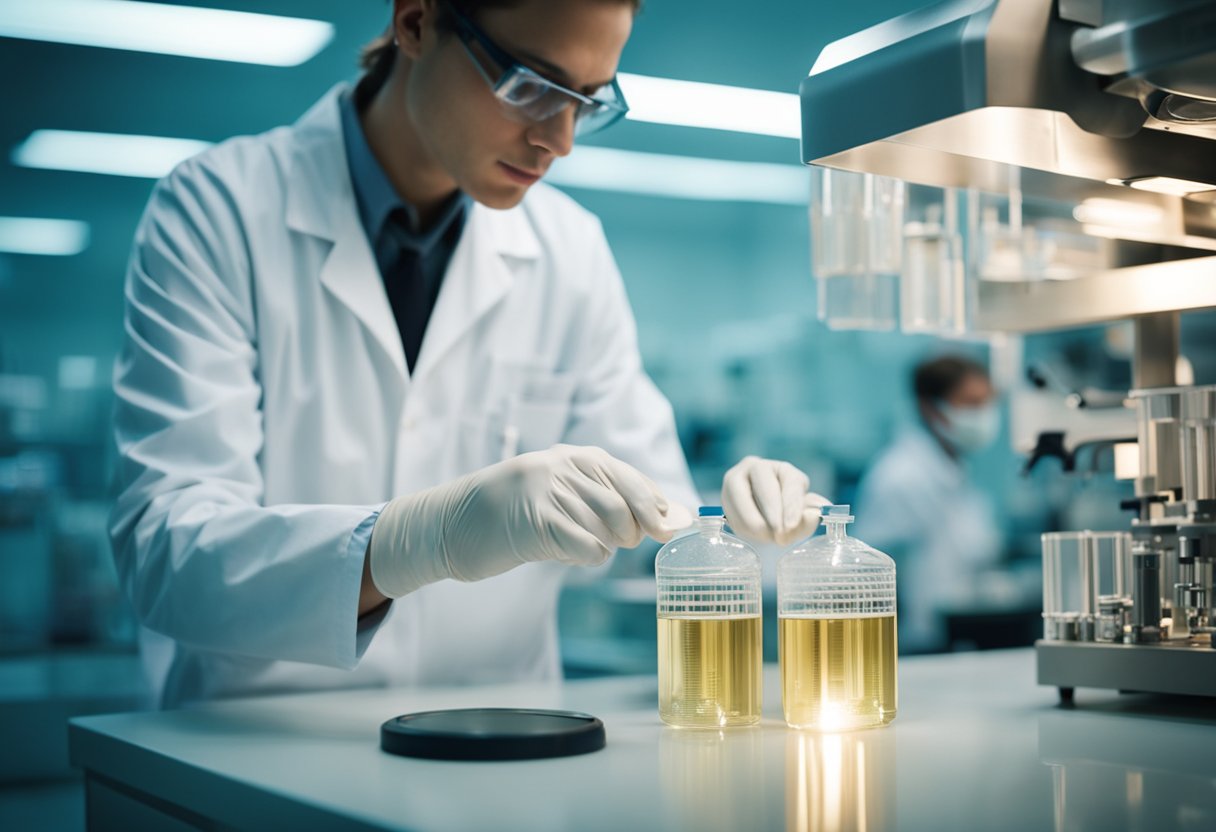 A lab technician preparing antibiotic treatment for C. difficile infections