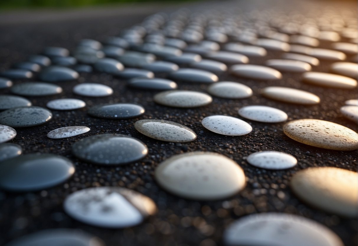 A comparison of different pavement materials, with carbon footprint data displayed next to each option