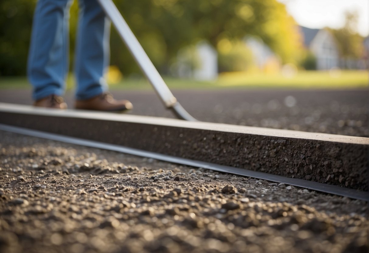 A level, compacted ground with clear markings for paver placement. Tools and materials organized nearby for efficient installation