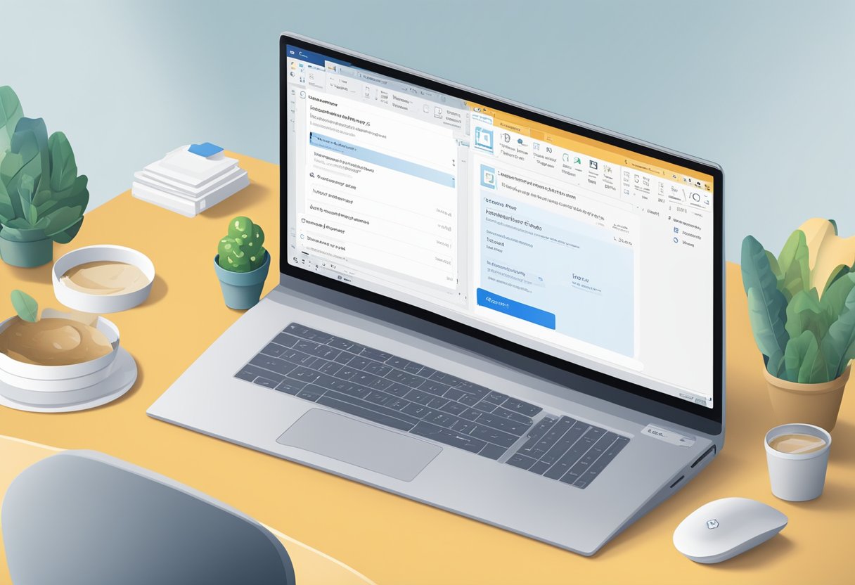 A computer screen displays Outlook email settings with a font customization menu open. The cursor hovers over the font selection options
