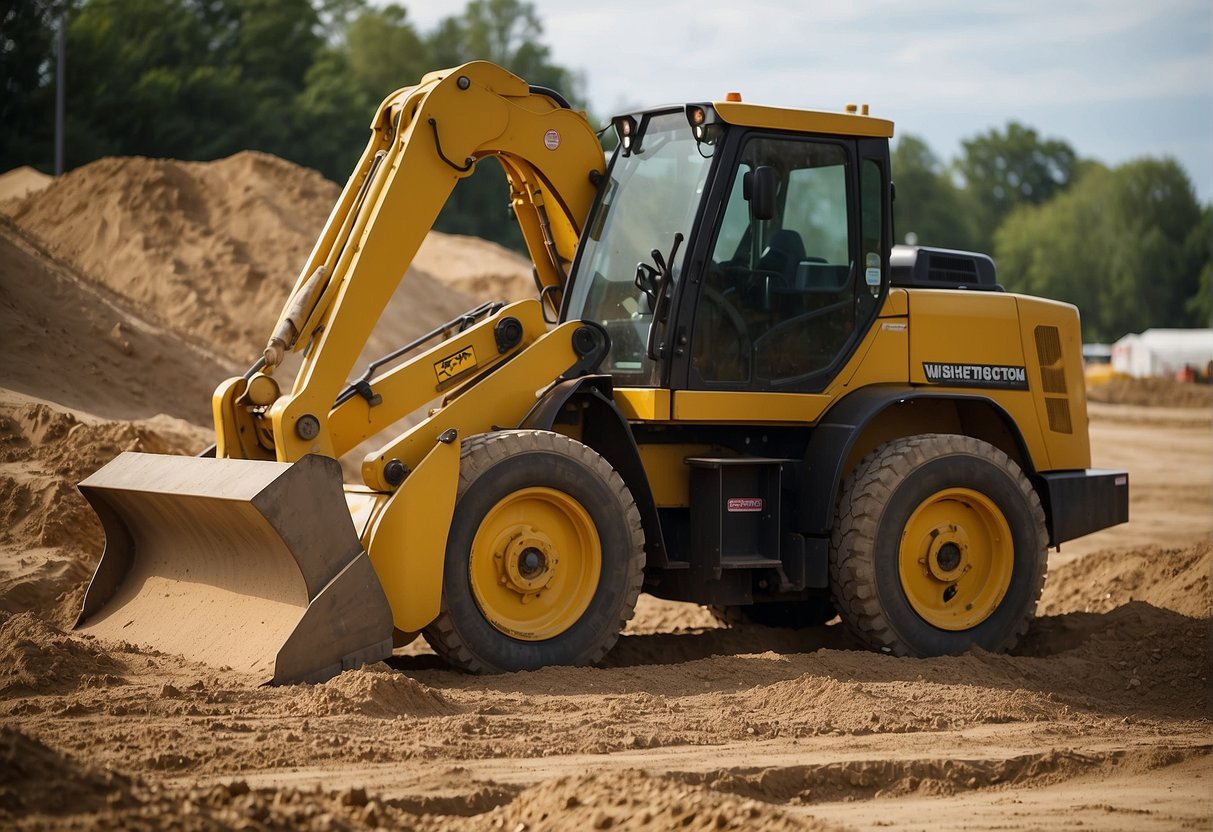 Heavy machinery levels and compacts the subgrade. Workers remove debris and ensure a smooth, even surface. Sand or gravel may be added for stability