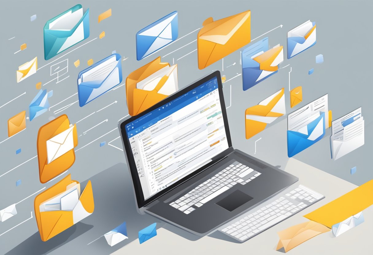 Email threads merge in Outlook, creating an organized conversation. Labels and folders help to optimize the arrangement
