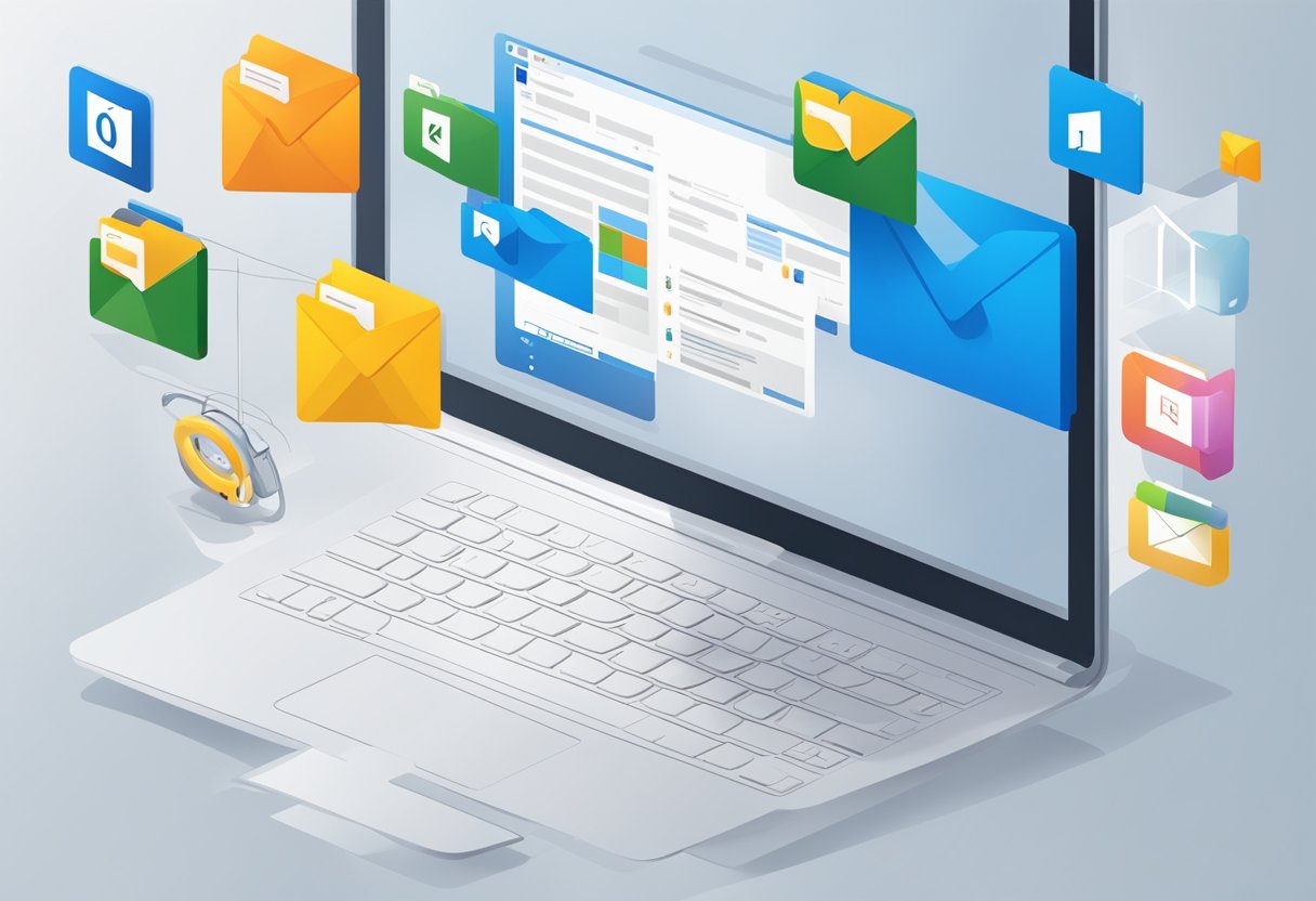Microsoft Outlook screen with icons being dragged from the side to the bottom for increased productivity