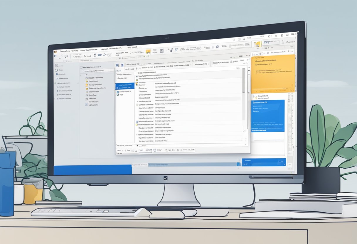 A computer screen displaying Outlook with rules being set up to always BCC the user