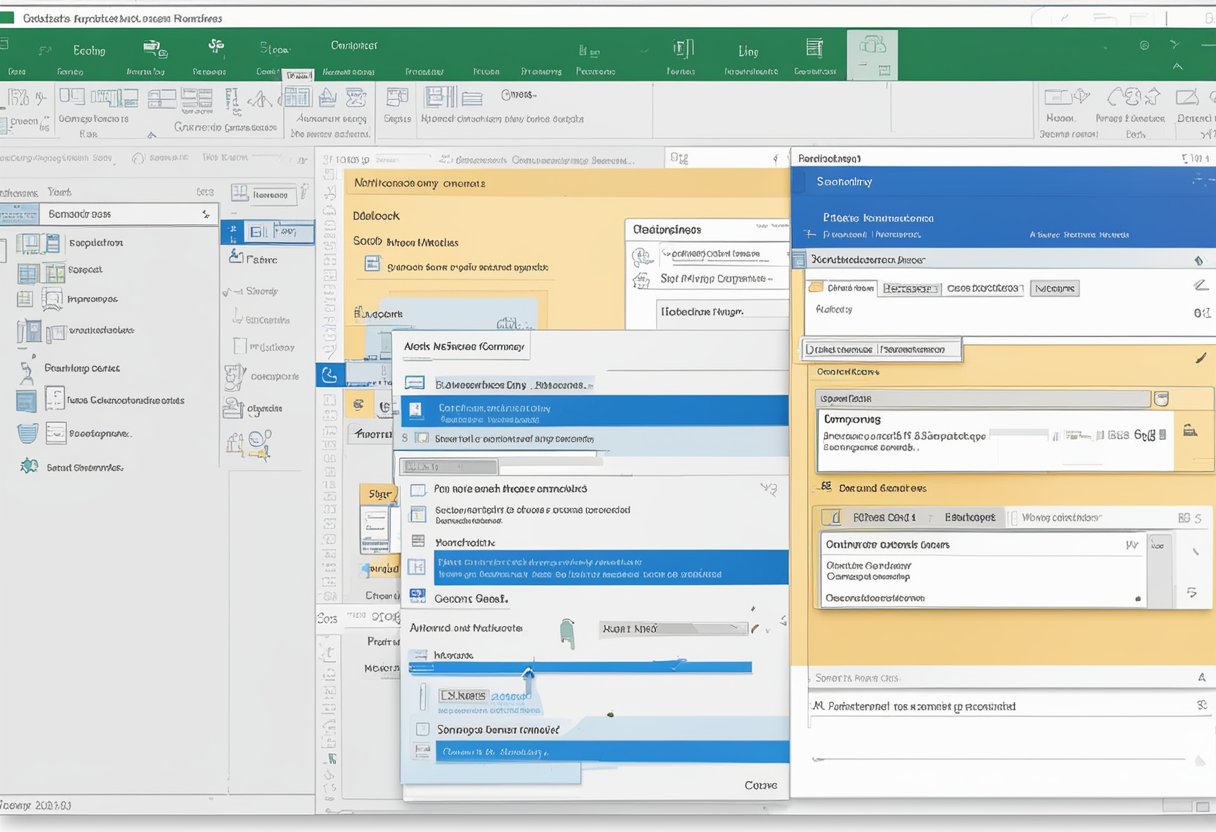 A computer screen shows the process of setting up and customizing reminders in Outlook. Another screen demonstrates how to delete reminders