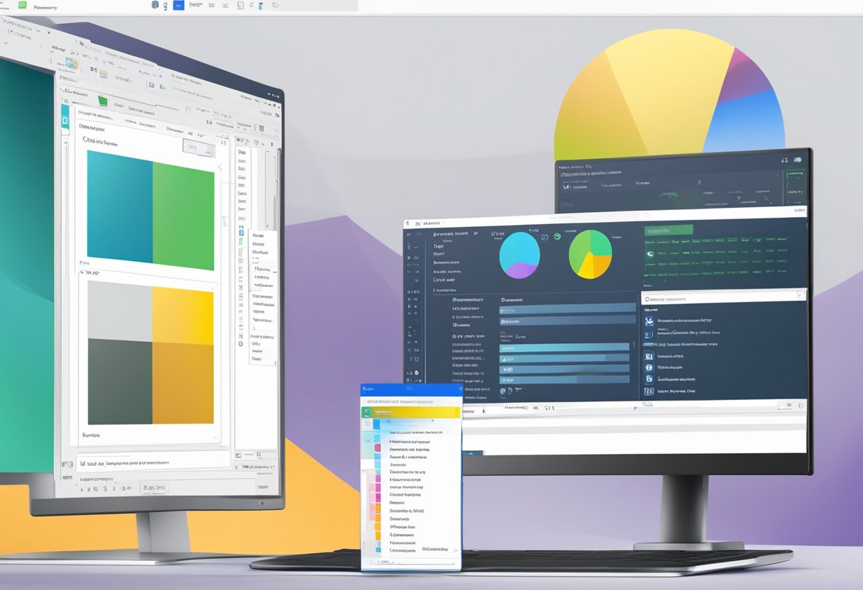 A computer screen displaying the Outlook interface with a highlighted hyperlink and a color palette tool open for adjusting the hyperlink color