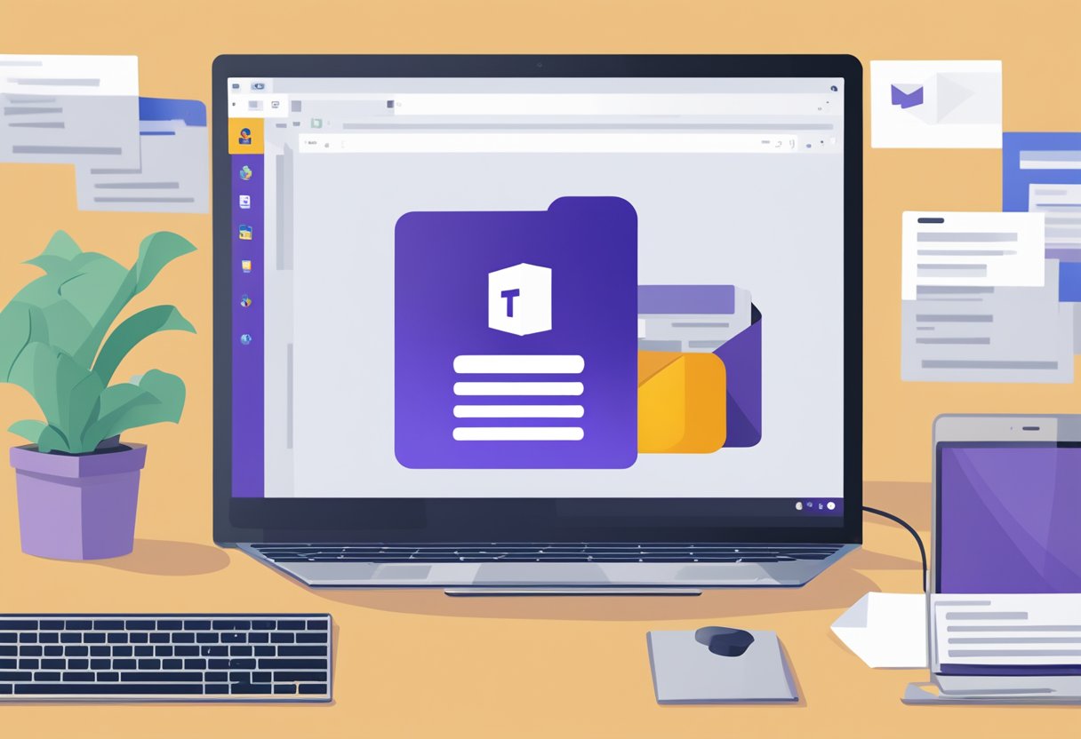 A computer screen showing Microsoft Teams settings with an email icon crossed out, indicating the feature to stop sending emails to Outlook