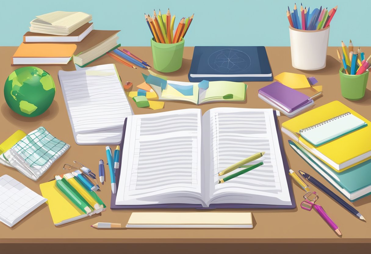 The Role of Objectives and Goals in Crafting Successful Lesson Plans objectives,objectives and goals LearningMole A teacher's desk with a lesson plan book open to a page titled "Objectives and Goals," surrounded by various teaching materials and resources