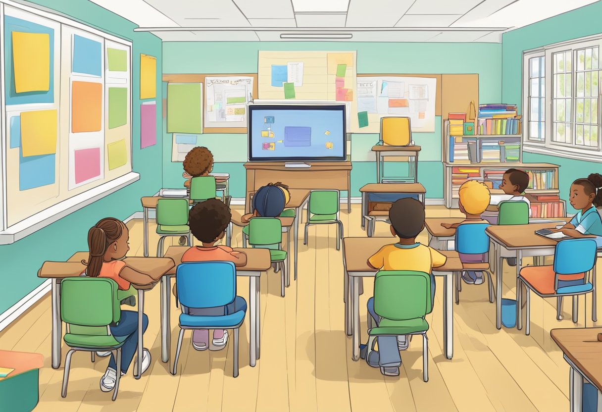 A classroom with visual aids, hands-on activities, and auditory resources to cater to diverse learning styles