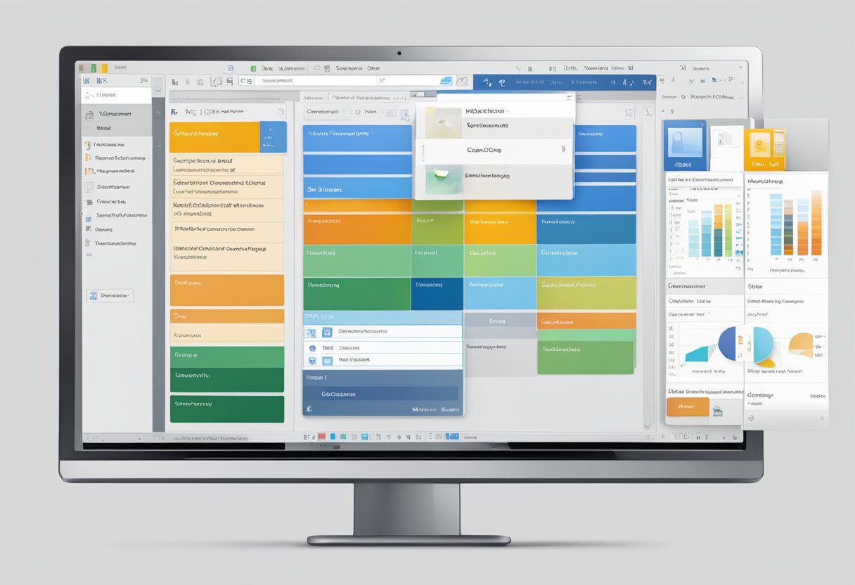 A computer screen displaying the Outlook application with a menu open for creating and organizing categories. The cursor hovers over the option to rename color categories
