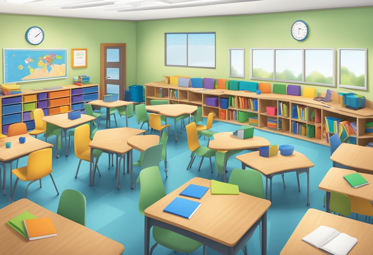 A classroom with diverse learning materials, flexible seating, and group work stations for differentiated instruction in gifted education