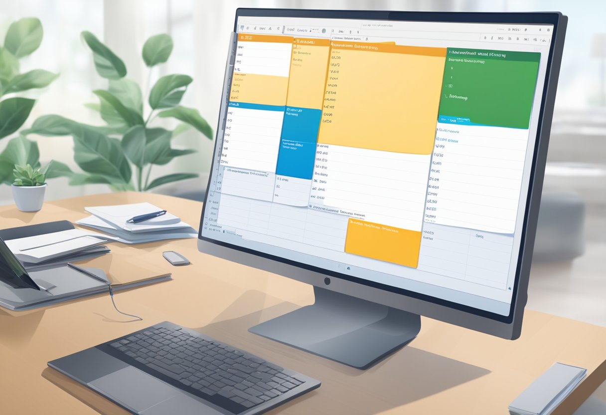 A computer screen displaying an Outlook calendar with a pop-up window showing the option to accept a new proposed meeting time