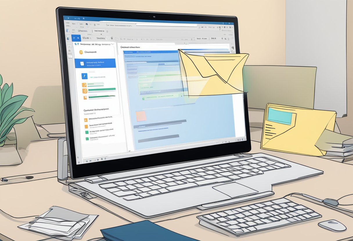 A computer screen with the Outlook interface open. The cursor hovers over the backspace key as the user wonders where the deleted email will go